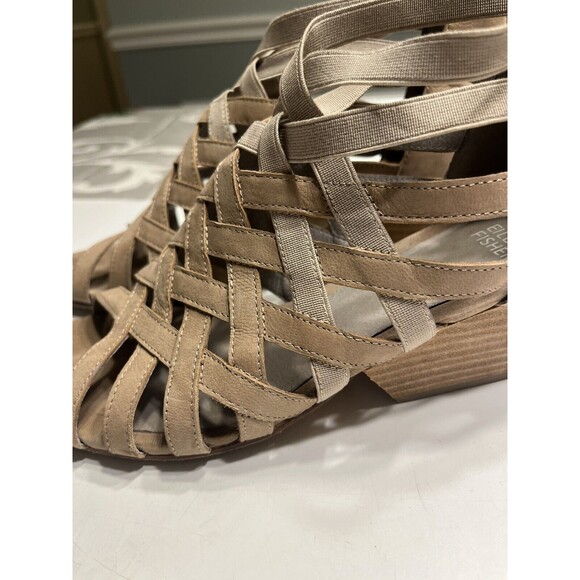 Eileen Fisher Oodle Cross Cross Strappy Tan Brown Block Heel Open Toe Sandals 9 - Picture 3 of 14
